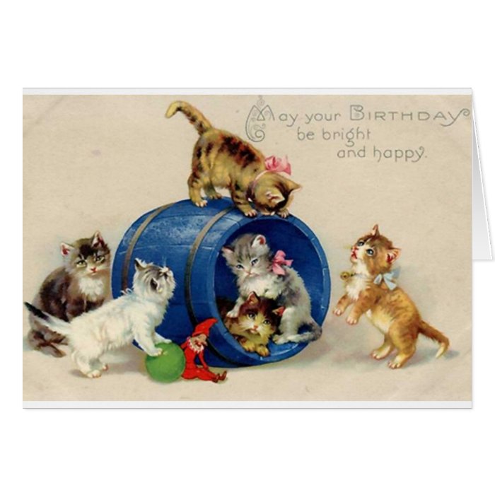 Victorian Kittens Birthday Card