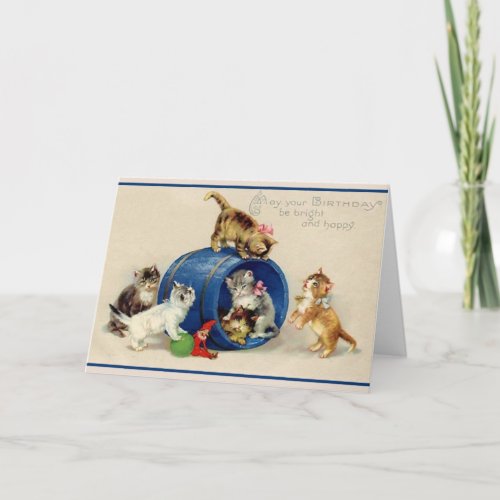 Victorian Kittens Birthday Greeting Card