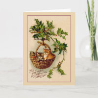 Victorian Kittens Christmas and New Year Card