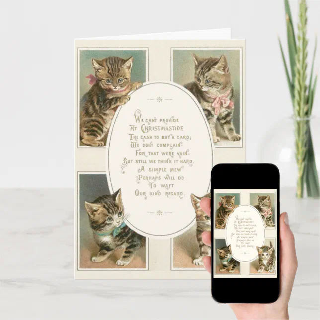 Victorian Kittens Christmas Greeting Card Zazzle