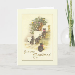 Victorian Kittens Christmas Greeting Card