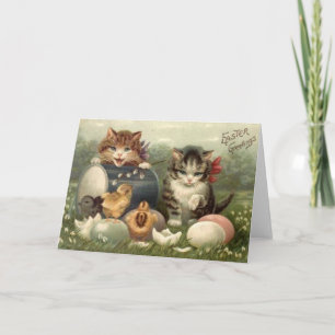 Victorian Kittens Easter Greeting Card
