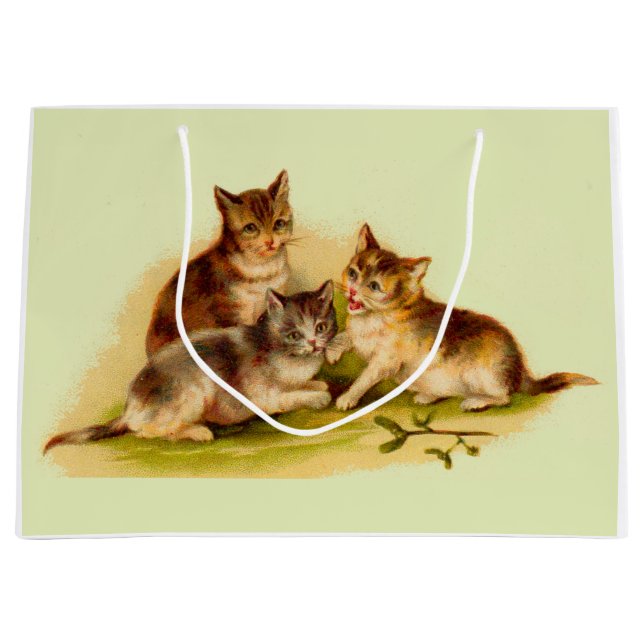 Victorian kittens large gift bag (Front)