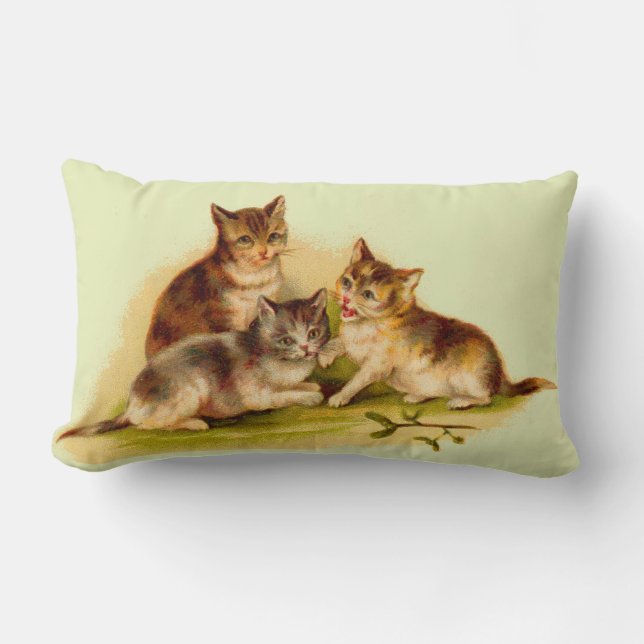 Victorian kittens lumbar pillow (Front)