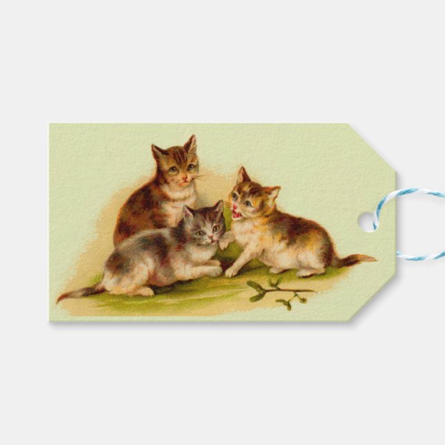 Victorian kittens print gift tags (Front (Horizontal))