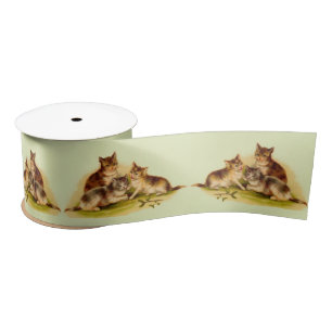 Victorian kittens satin ribbon