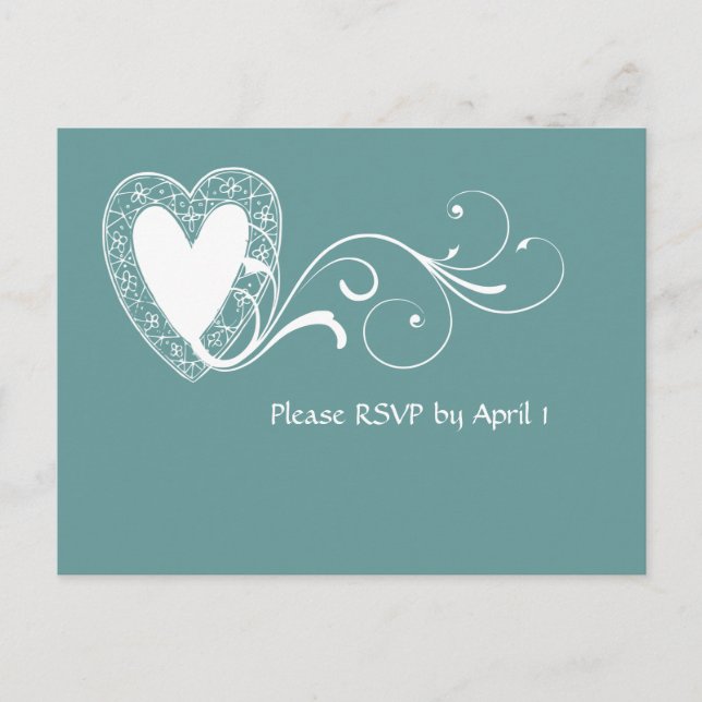 Victorian Lace Heart RSVP Invitation Postcard (Front)
