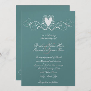 Victorian Lace Heart Wedding Invitation