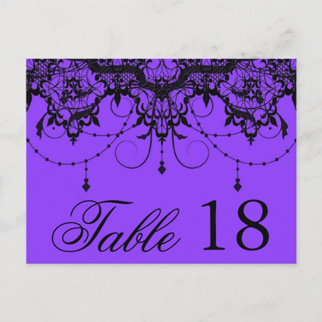 Victorian Lace Purple Table Number PostCard (Front)