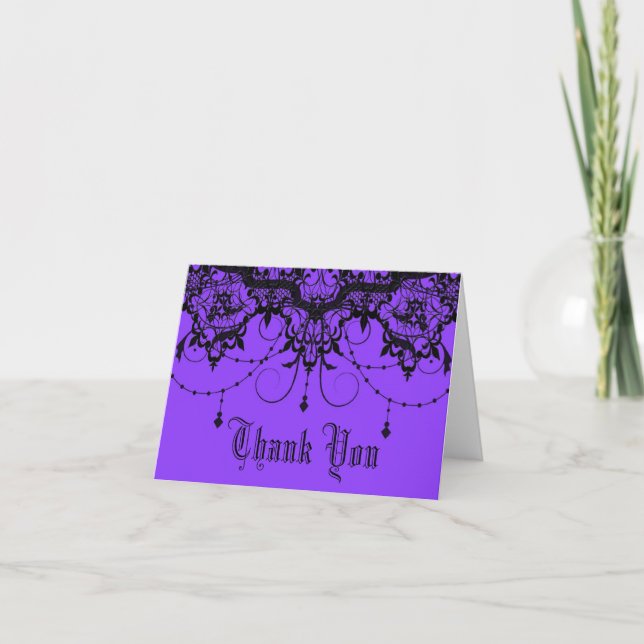 Victorian Lace Purple Thank You Card (Front)