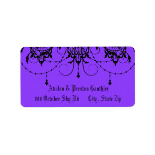 Victorian Lace Purple Wedding Address Label