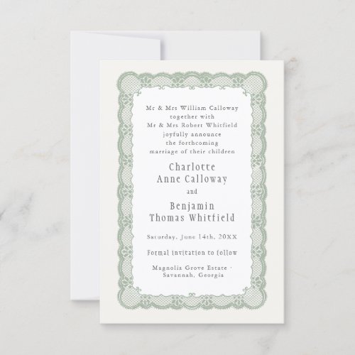 Victorian Lace Save the Date Announcement