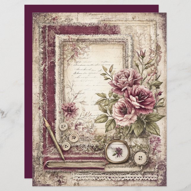 Victorian & Lace Scrapbook Paper  (Front/Back)