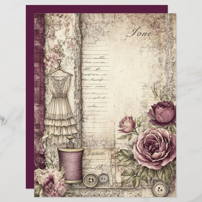 Victorian & Lace Scrapbook Paper  (Front/Back)