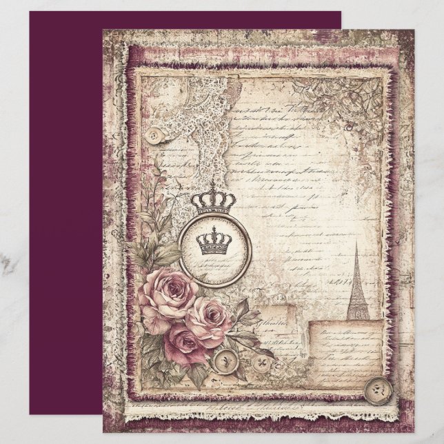 Victorian & Lace Scrapbook Paper  (Front/Back)