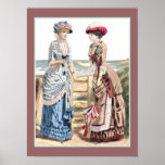 Victorian Ladies at the Beach Old Fashion Print
