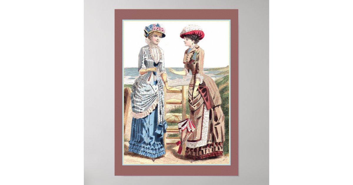 Victorian Ladies At The Beach Old Fashion Print Zazzle Com
