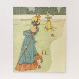 Victorian Ladies Croquet Vintage Garden Party Jigsaw Puzzle