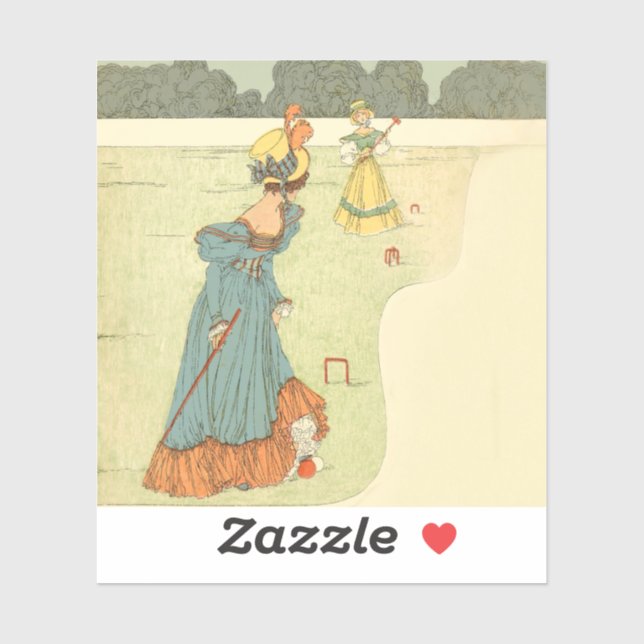 Victorian Ladies Croquet Vintage Garden Party Sticker (Sheet)