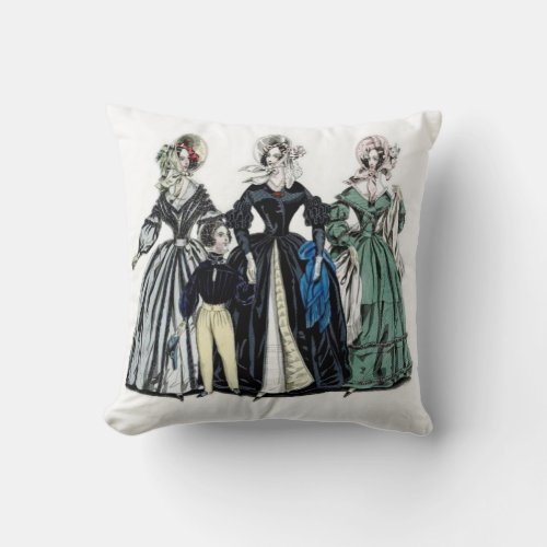 Victorian Ladies Fashion Throw Pillow