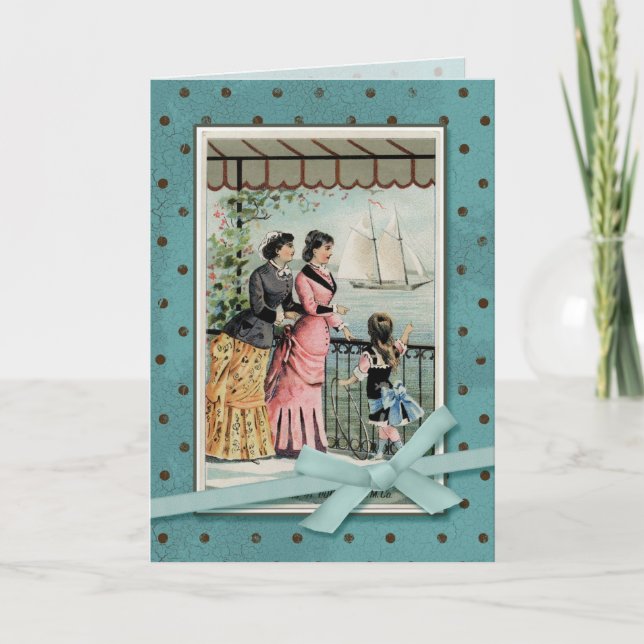 Victorian Ladies & Girl by the Sea Card (Front)