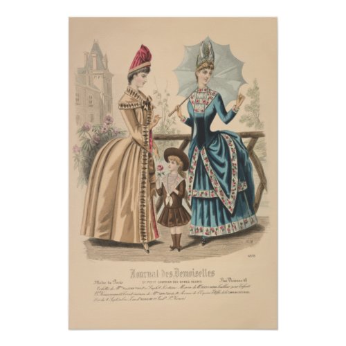 Victorian Ladies Girl Loire castle France Vintage Poster