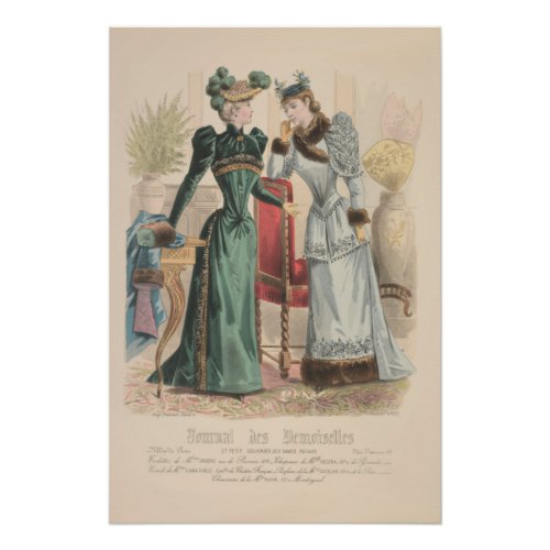 Victorian Ladies Gossiping French Fashion Vintage Poster