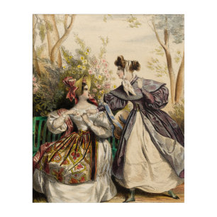Victorian Ladies in Garden Conversation - Vintage Acrylic Print