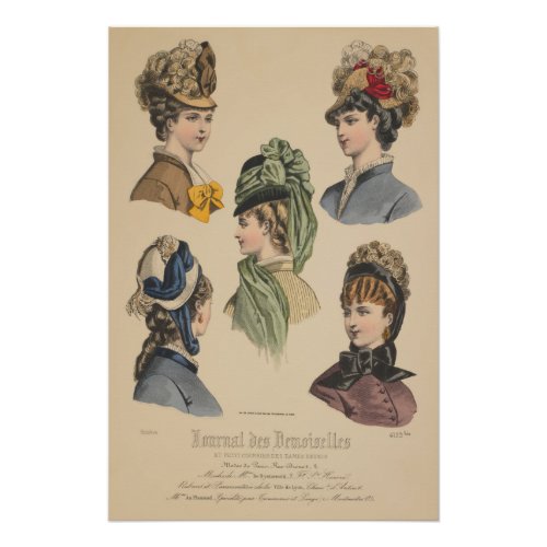 Victorian Ladies in Hats Paris French Vintage Ad Poster