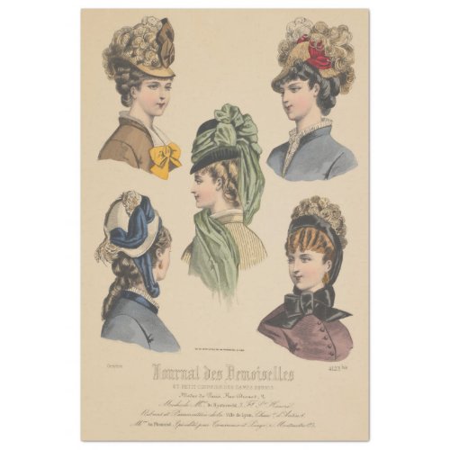 Victorian Ladies in Hats Paris French Vintage Ad Tissue Paper