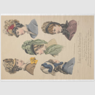 Victorian Ladies in Hats Paris French Vintage Ad Tissue Paper