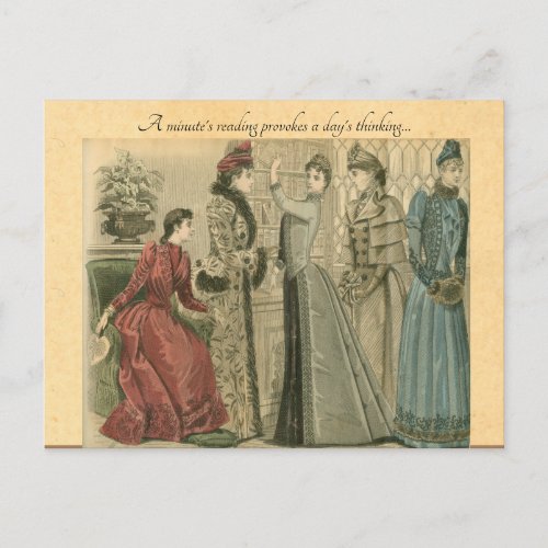 Victorian Ladies in Library Postcard