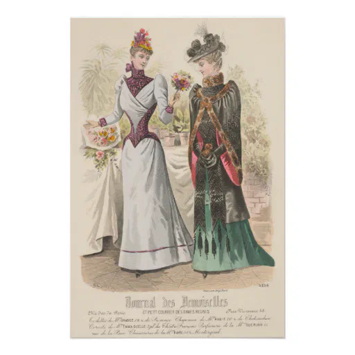 Victorian Ladies Paris Fashion Vintage Ad Poster