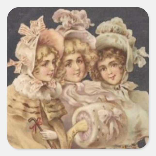 Victorian Ladies / Women Vintage Christmas  Square Sticker (Front)