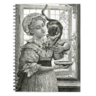 Victorian Lady and Cat Spiral Notebook