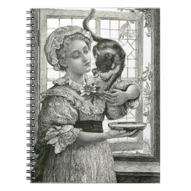 Victorian Lady and Cat Spiral Notebook (Front)