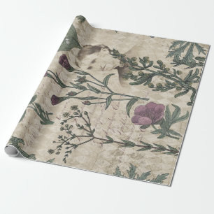 Victorian Lady and Flowers Wrapping Paper