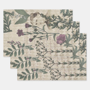 Victorian Lady and Flowers Wrapping Paper Sheets