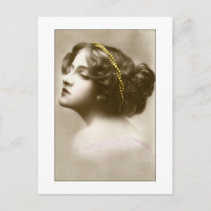 victorian lady cameo style pose postcard