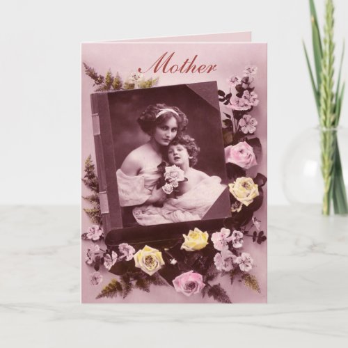 Victorian Lady  Child Roses Mothers Day Card