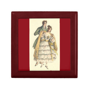 Victorian Lady / Couple Winter Holiday Jewelry Box