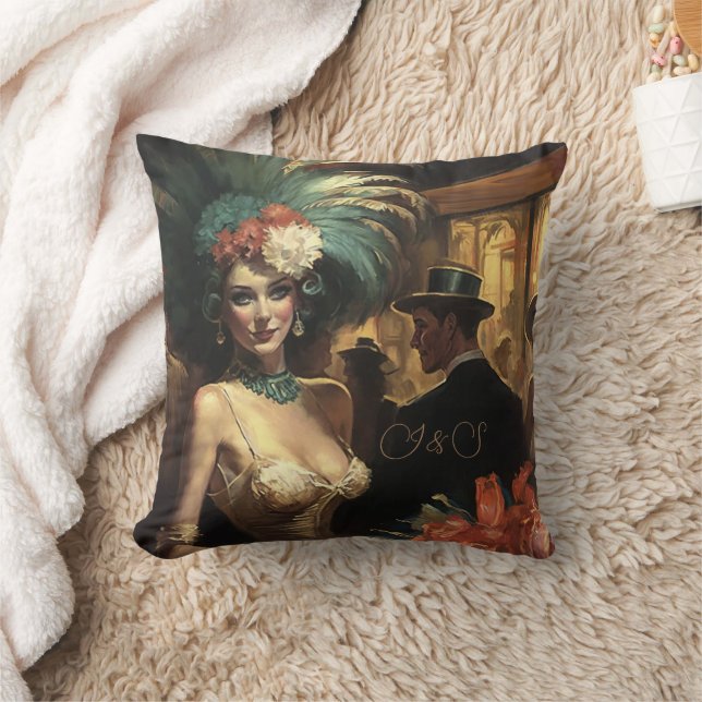 Victorian Lady & Florals in Her Hair  Throw Pillow (Blanket)