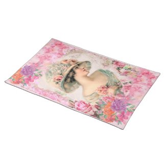 Victorian Lady FLowers Roses Placemat