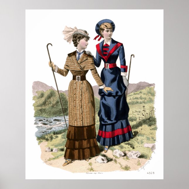 Victorian Lady Hikers - Old Fashioned Trekking! Poster (Front)
