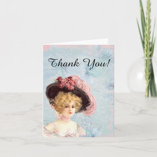Victorian Lady in Feathered Hat Note Card (Front)