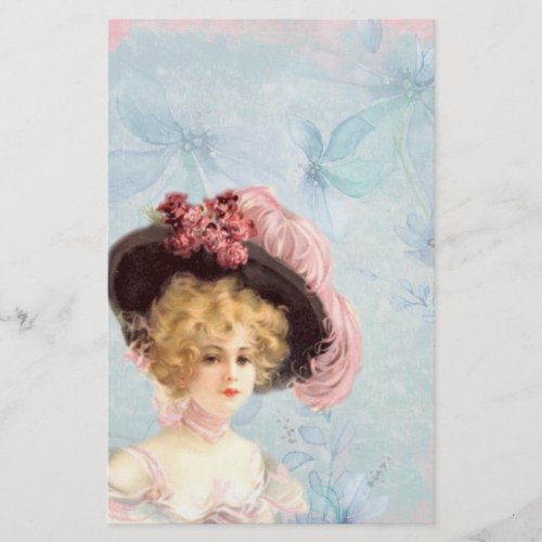 Victorian Lady in Feathered Hat Stationery