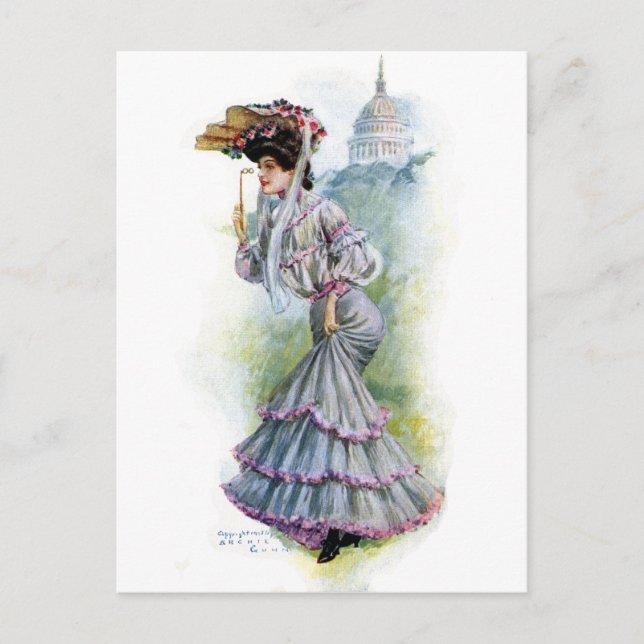 Victorian Lady in Lavender Dress Postcard (Front)