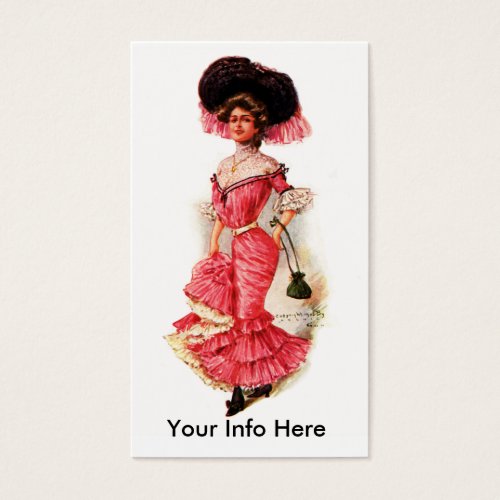 Victorian Lady in Pink Dress Business Card