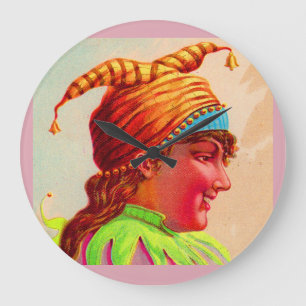 Victorian lady jester large clock