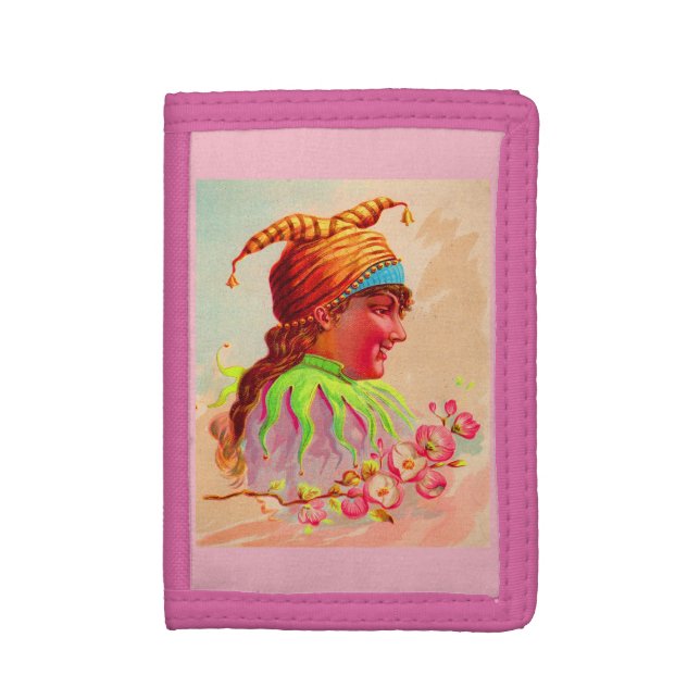 Victorian lady jester trifold wallet (Front Vertical)